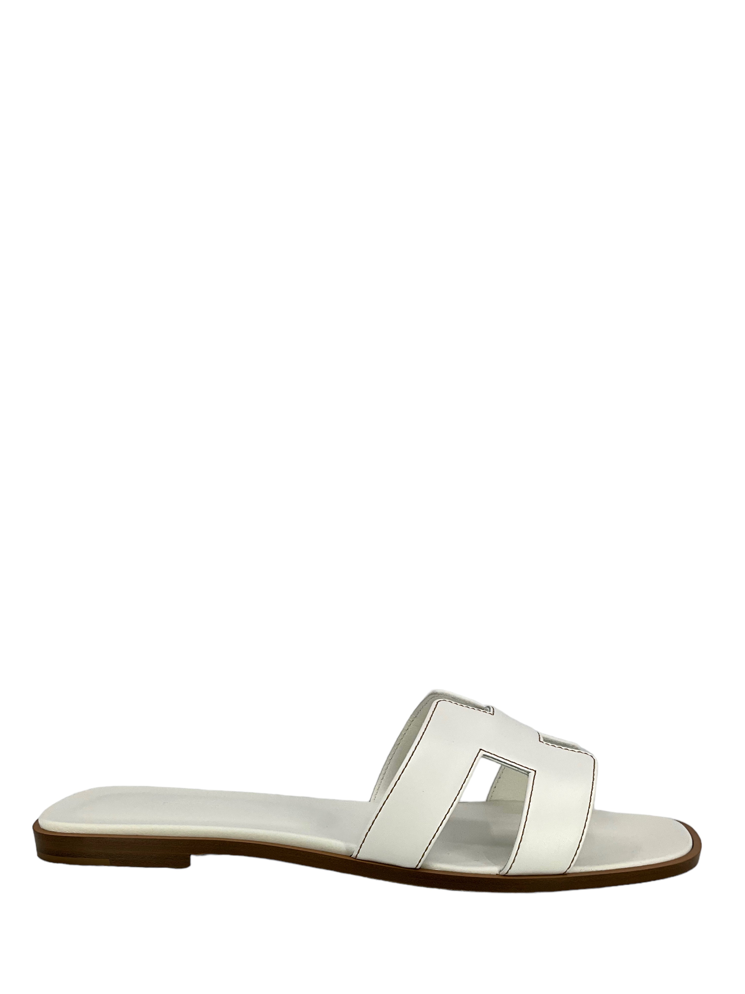 HERMES Calfskin Leather Oran Sandals Size 12