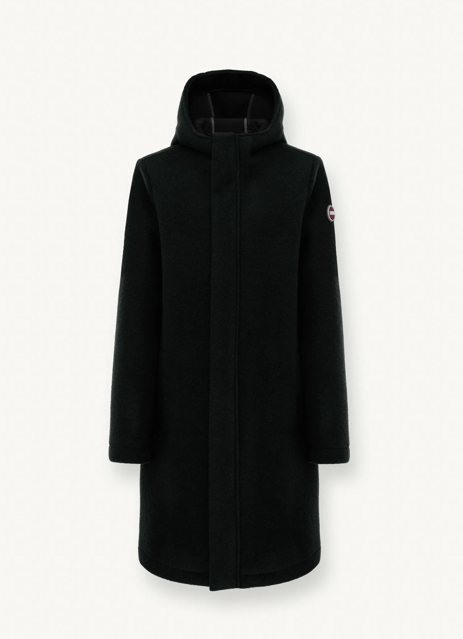 Hooded coat in woolen cloth-