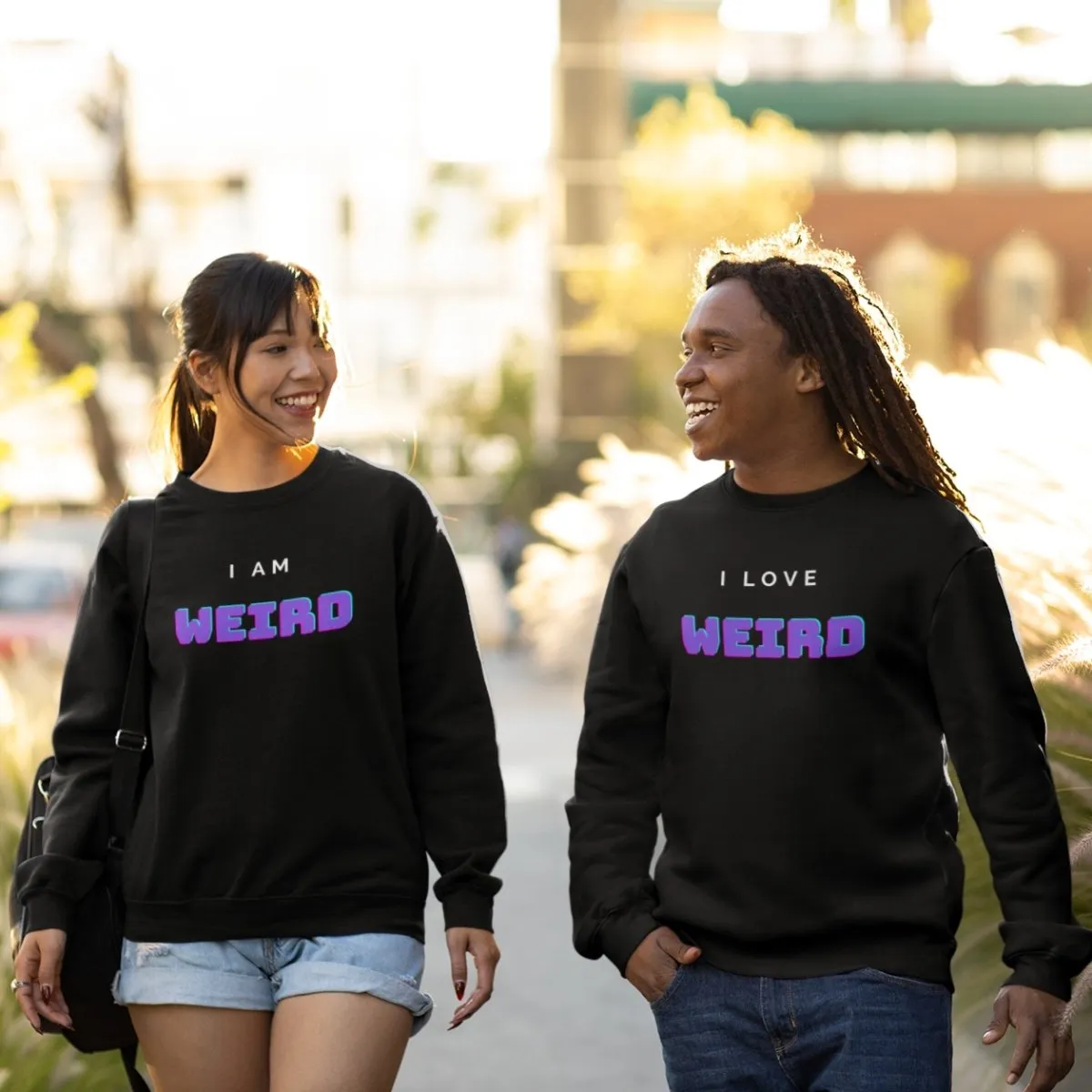 I Am Weird / I Love Weird Couple Sweatshirts