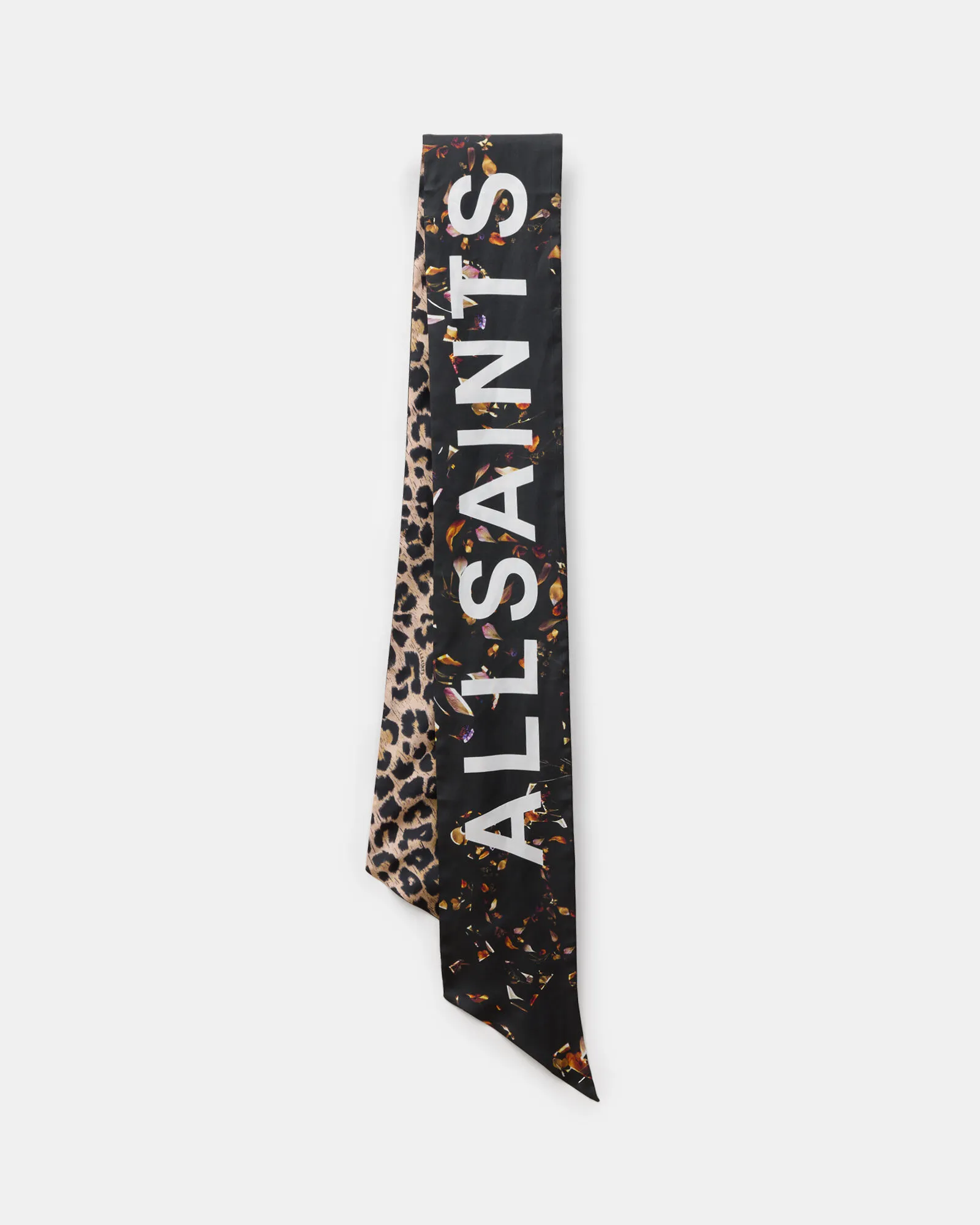 Kateri Silk Logo Printed Skinny Scarf