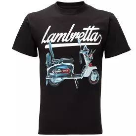 Lambretta Mens Retro Scooter Print T-Shirt - Black