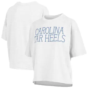 Lids Women's Pressbox White North Carolina Tar Heels Motley Crew Chain Stitch Slub Waist Length Boxy T-Shirt