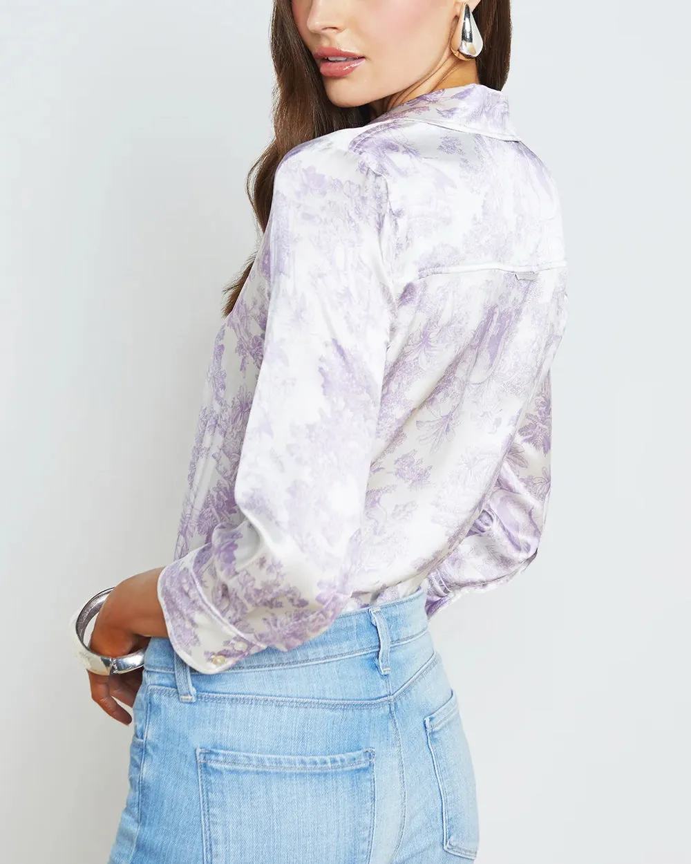 Lilac and White Toile Print Dani Blouse