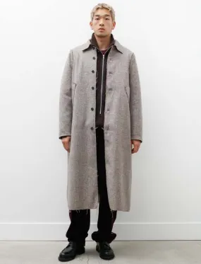 Long Gap Wool Herringbone Brown Coat - Grey