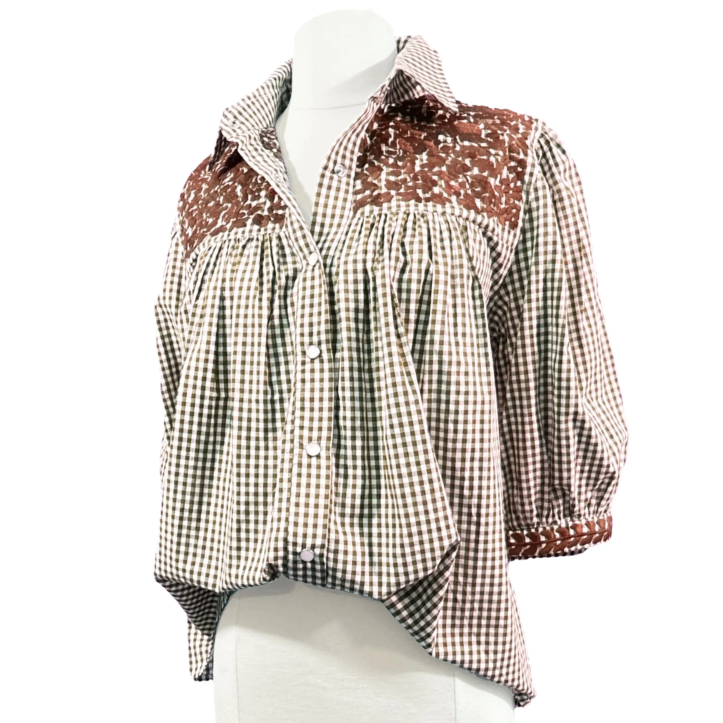 Longhorn Burnt Orange Gingham Cowgirl Blouse