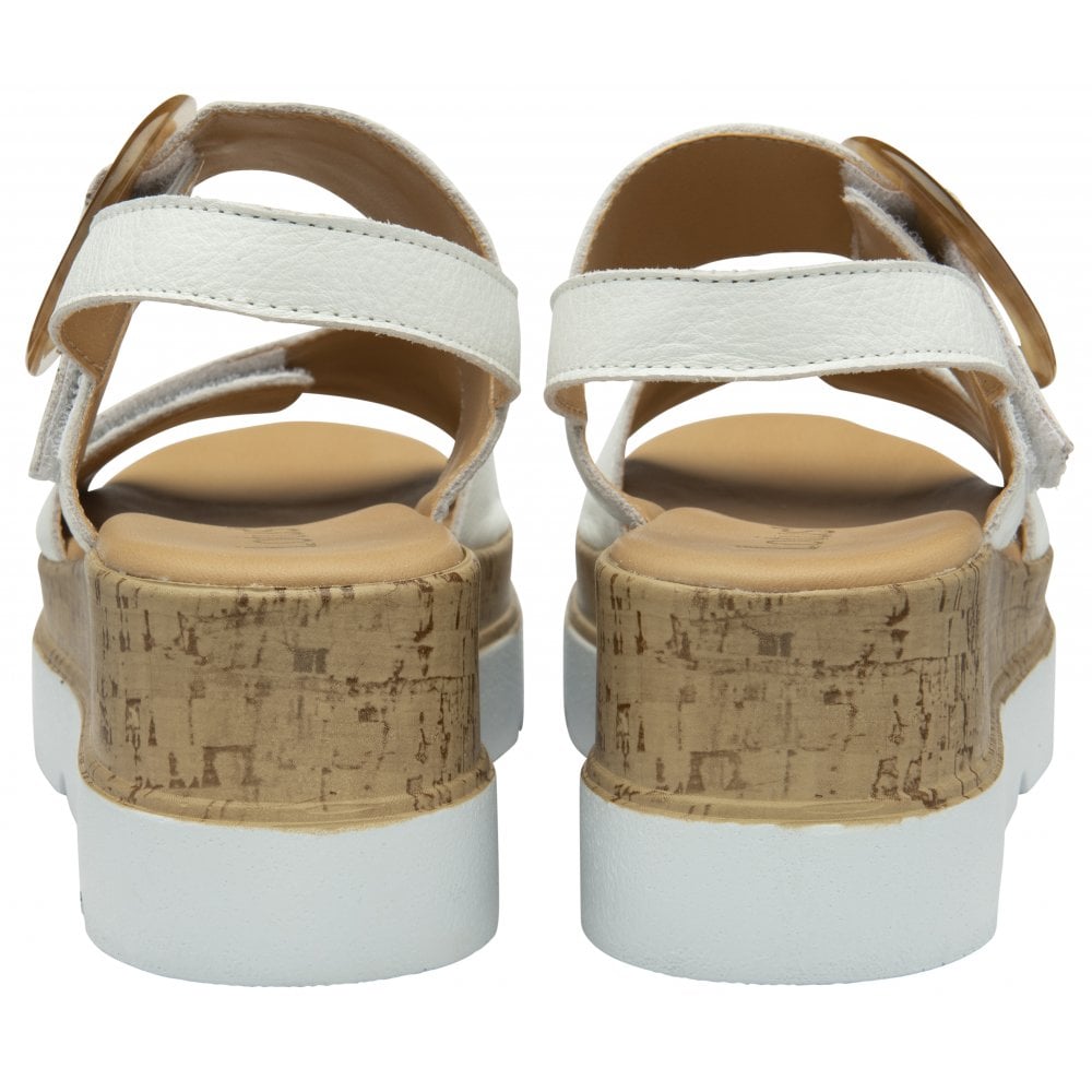 Lotus Cammie Leather Flatform Sandal White