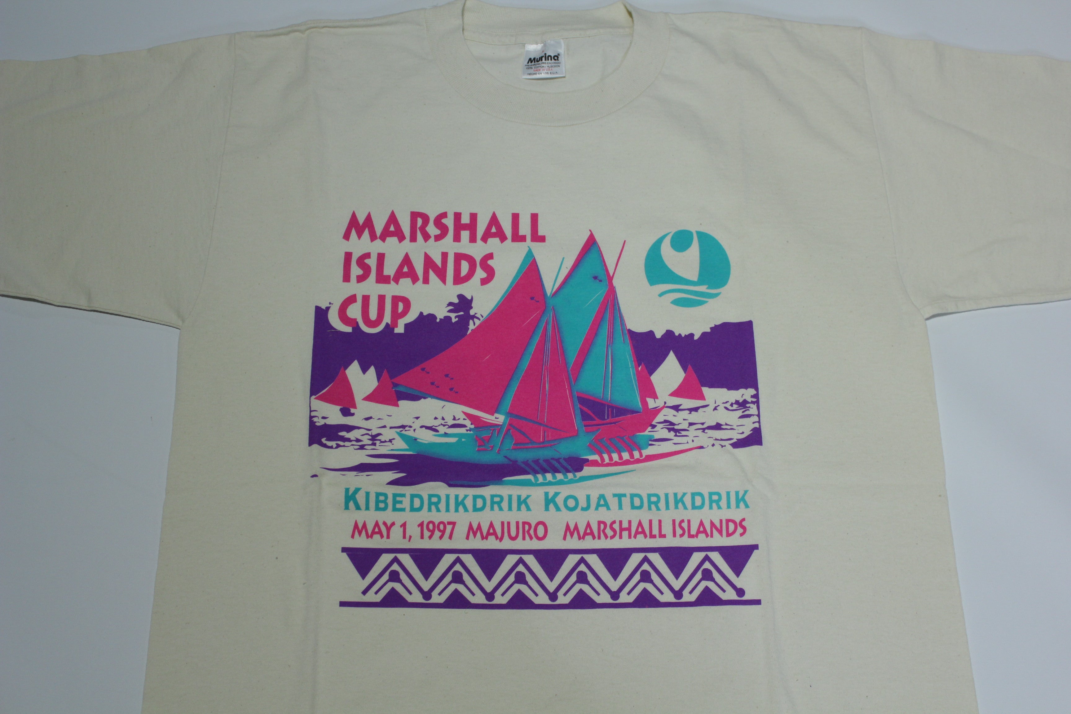 Marshall Islands 1997 Cup Vintage 90's Kibedrikdrik Kohjatdrikdrik Single Stitch T-Shirt