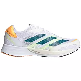 Men's Adidas Adizero Adios 6, Cloud White/Real Teal/Flash Orange, 8.5 D Medium