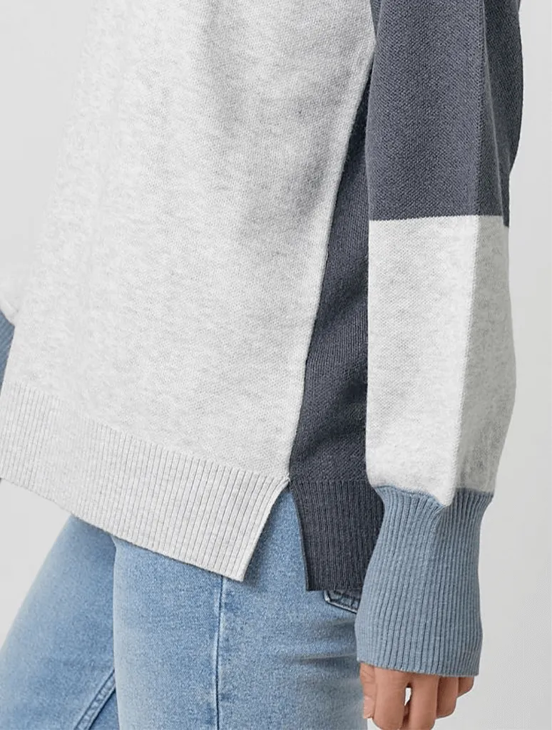 Mock Neck Color Blocked Sweater