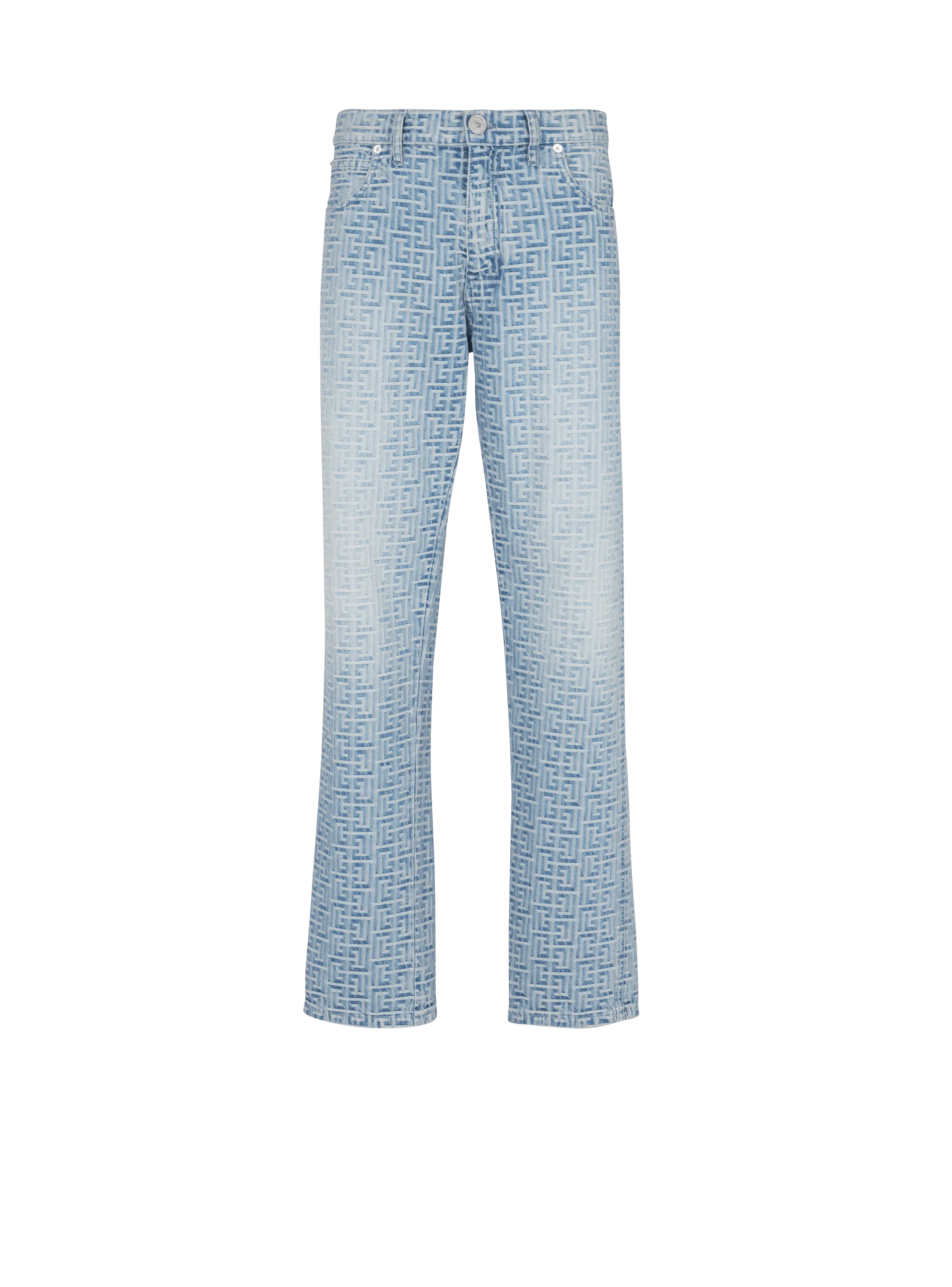 Monogrammed jacquard denim jeans