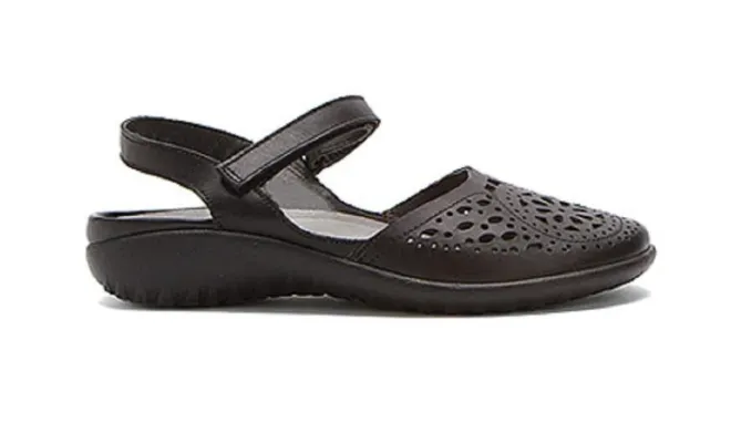 Naot Womens Arataki Closed Toe Sandal- Black Raven Leather