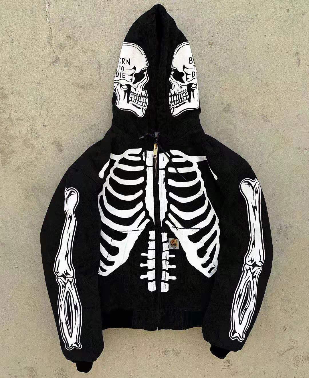 NEW Cardigan Jacket Oversized Hoodie Skull Painting