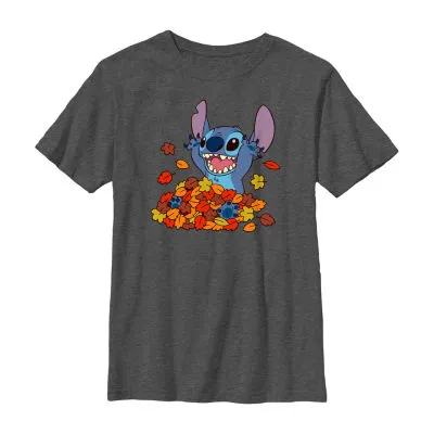 new!Disney Collection Little & Big Boys Crew Neck Short Sleeve Stitch Graphic T-Shirt