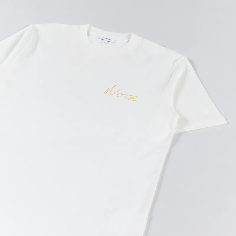 Norse Projects Johannes Chain Stitch Logo T Shirt Ecru