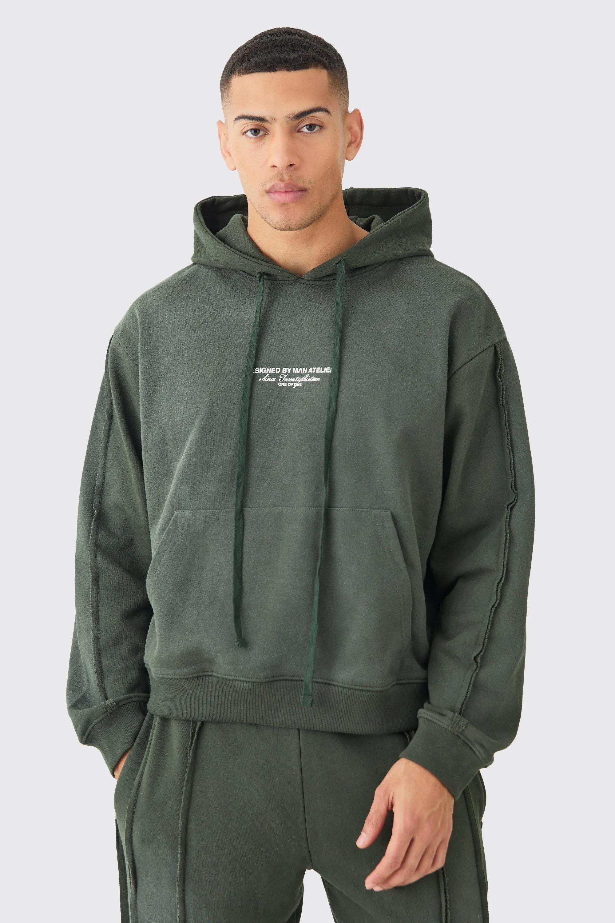 Oversized Boxy Official Spray Wash Hoodie | boohooMAN UK