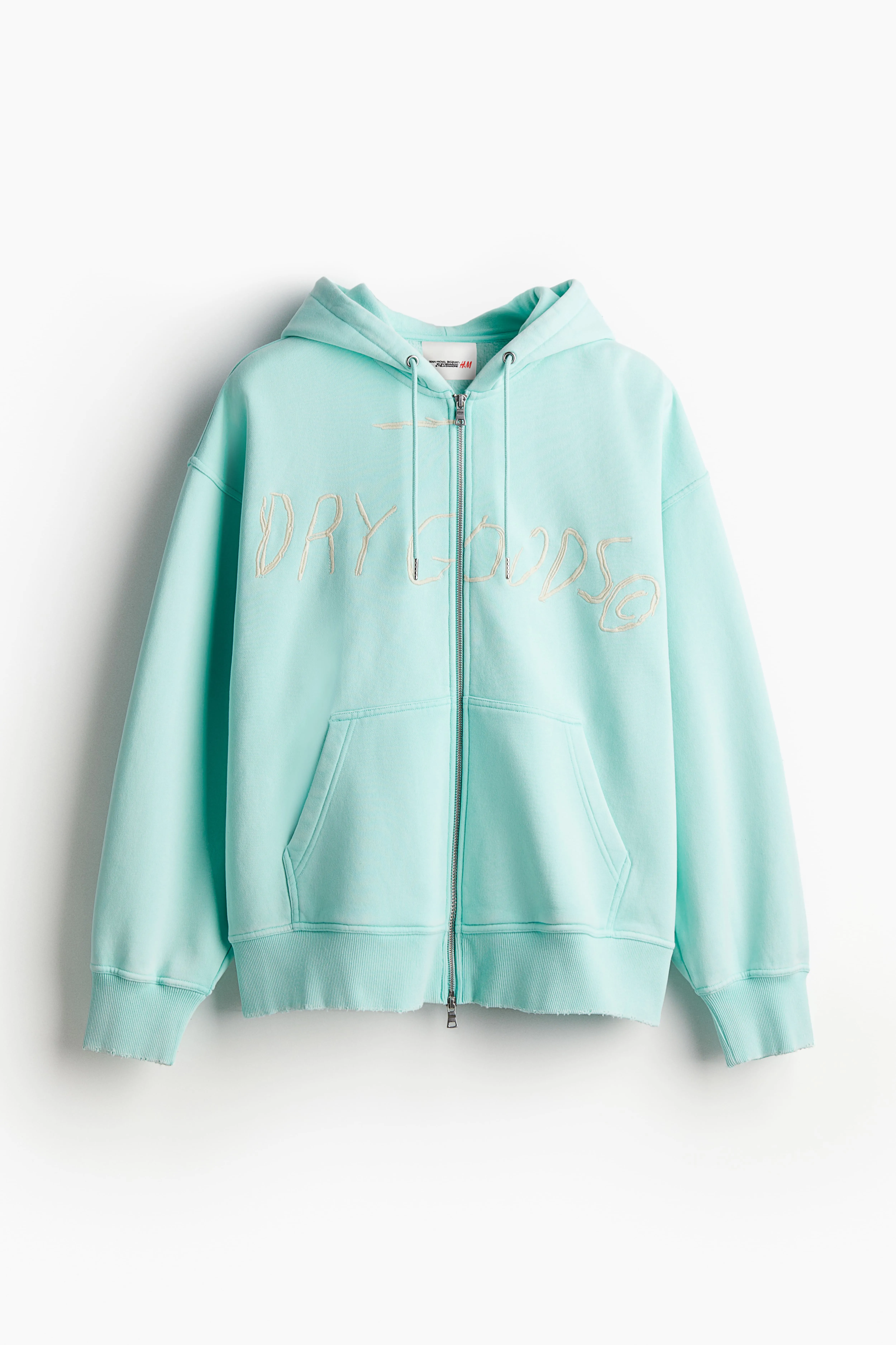 Oversized Fit Cotton zip-through hoodie - Long sleeve - Regular length - Turquoise/Basquiat - Men | H&M GB