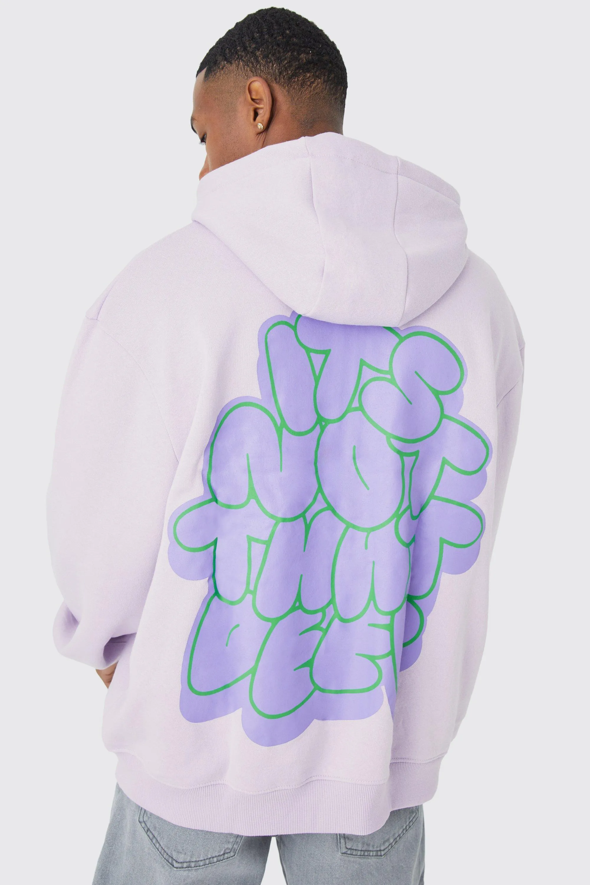 Oversized Its Not That Deep Zip Through Hoodie | boohooMAN UK