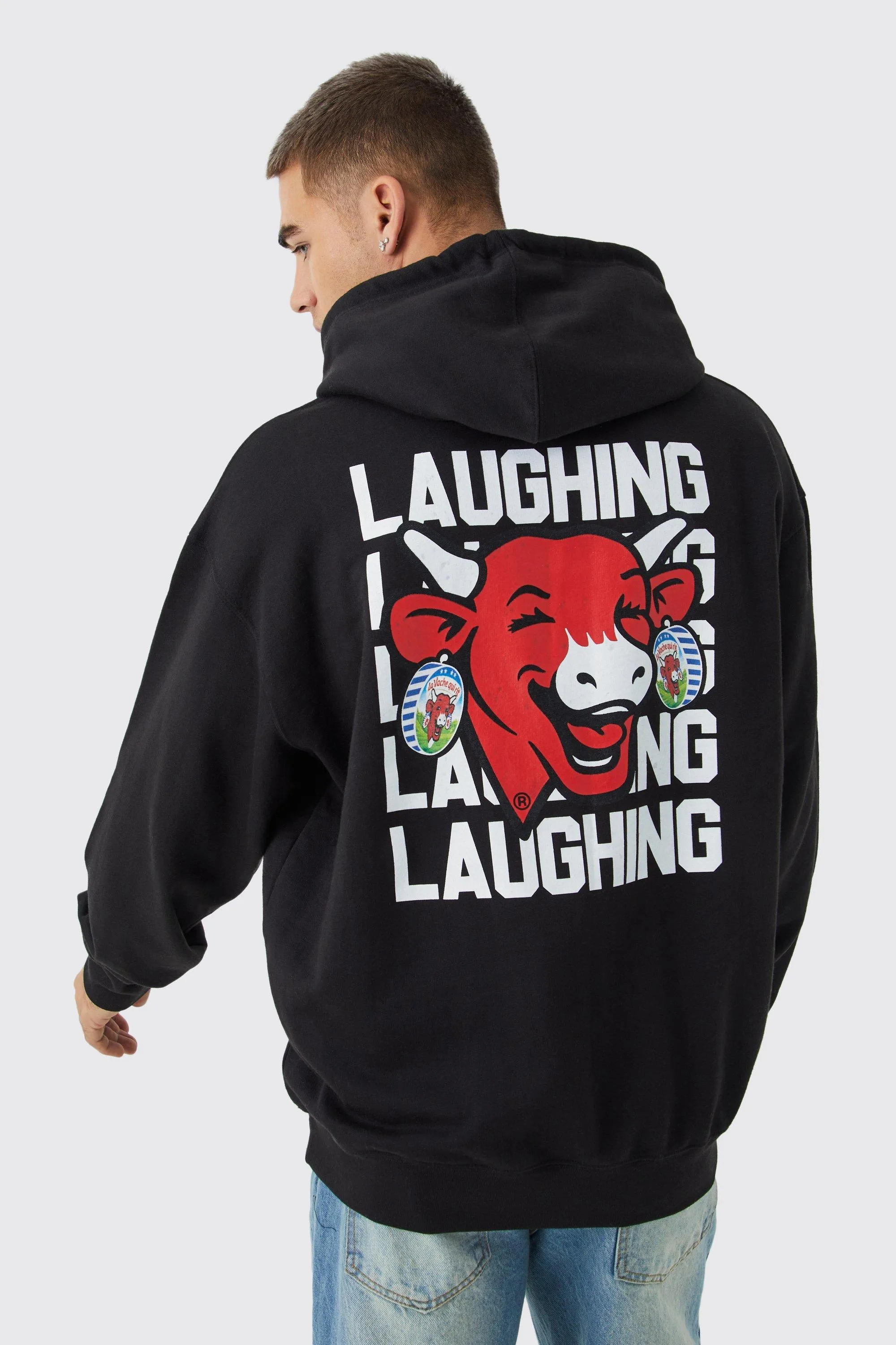 Oversized Laughing Cow License hoodie | boohooMAN UK