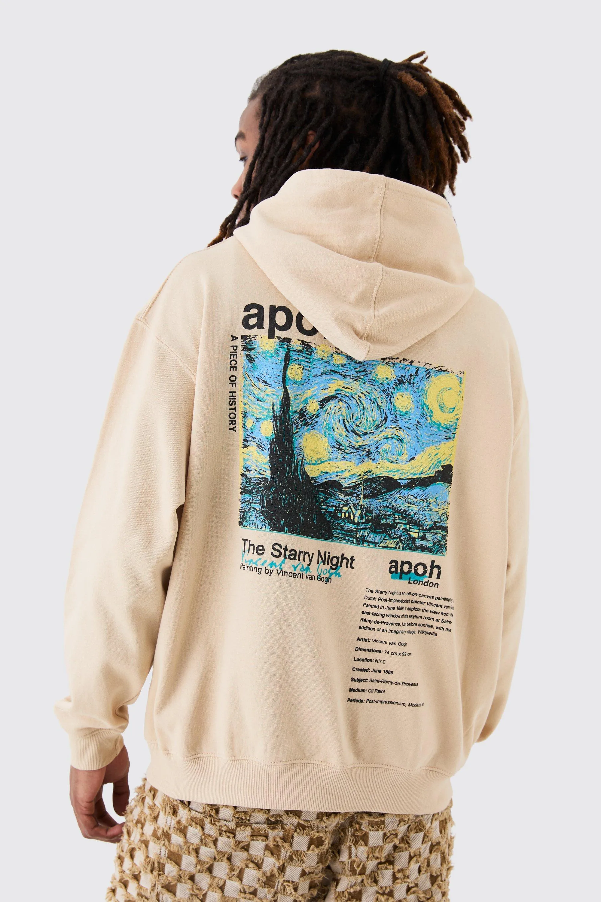 Oversized Van Gogh Stary Night License Hoodie | boohooMAN UK