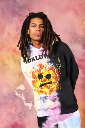 Oversized Worldwide Drip Face Tie Dye Hoodie | boohooMAN UK