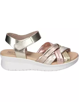 Pitillos Leather Wedge Sandal Gold