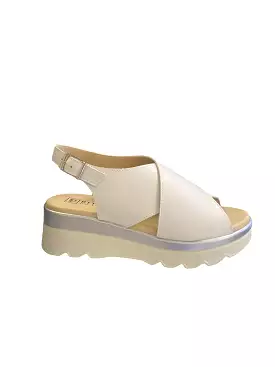 Pitillos Leather Wedge Sandal Off White