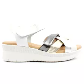 Pitillos Leather Wedge Sandal White