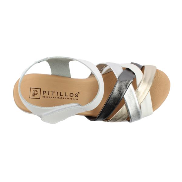 Pitillos Leather Wedge Sandal White