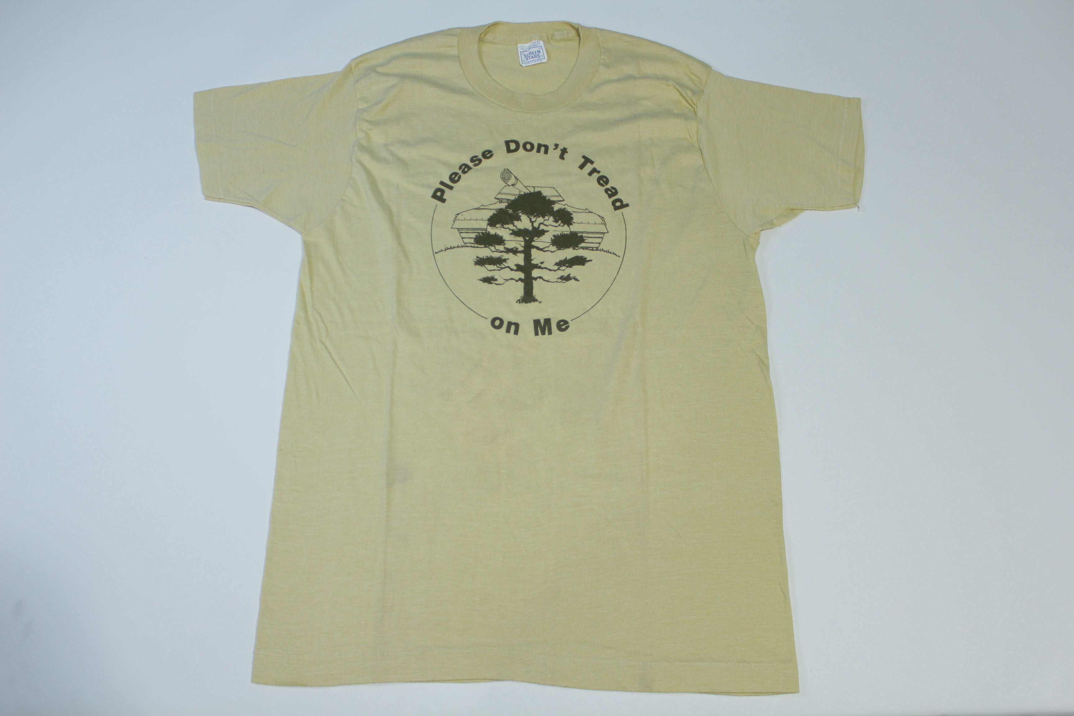 Please Don't Tread On Me Vintage 80's Original Tank and Tree Single Stitch Screen Stars T-Shirt