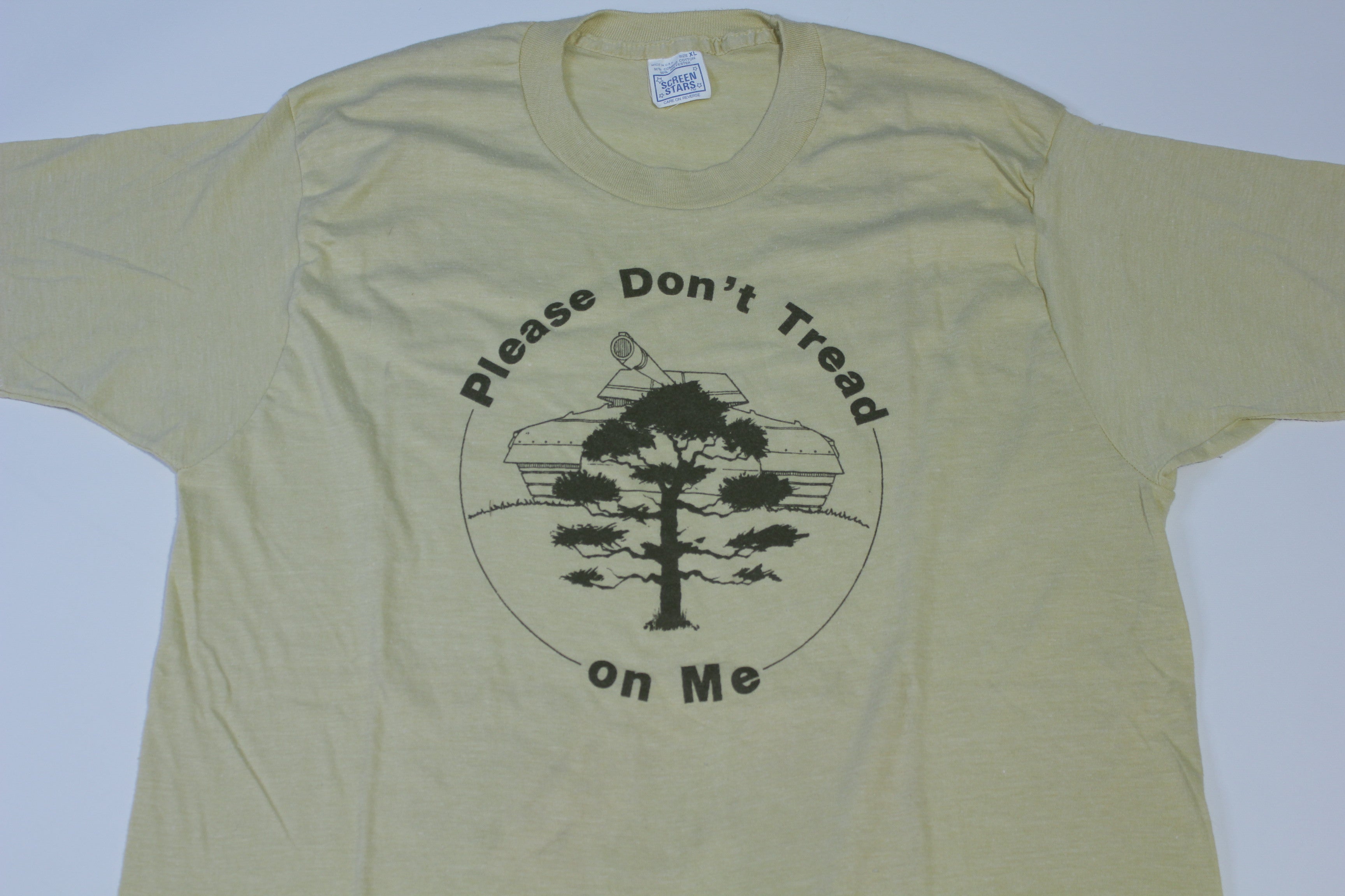 Please Don't Tread On Me Vintage 80's Original Tank and Tree Single Stitch Screen Stars T-Shirt