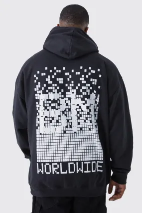 Plus Oversized Bm Pixilated Graphic Hoodie | boohooMAN UK