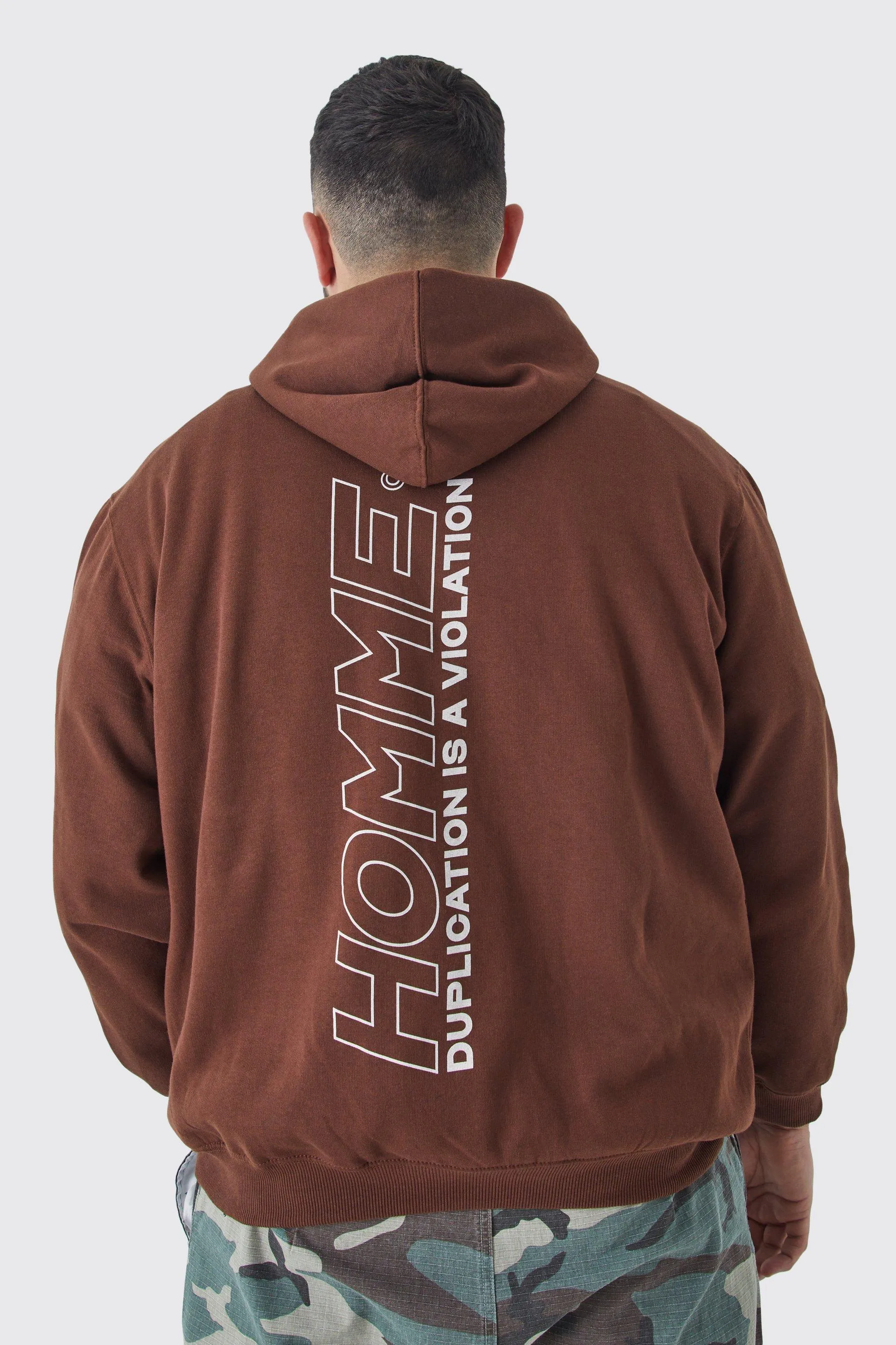 Plus Oversized Homme Back Print Graphic Hoodie | boohooMAN UK