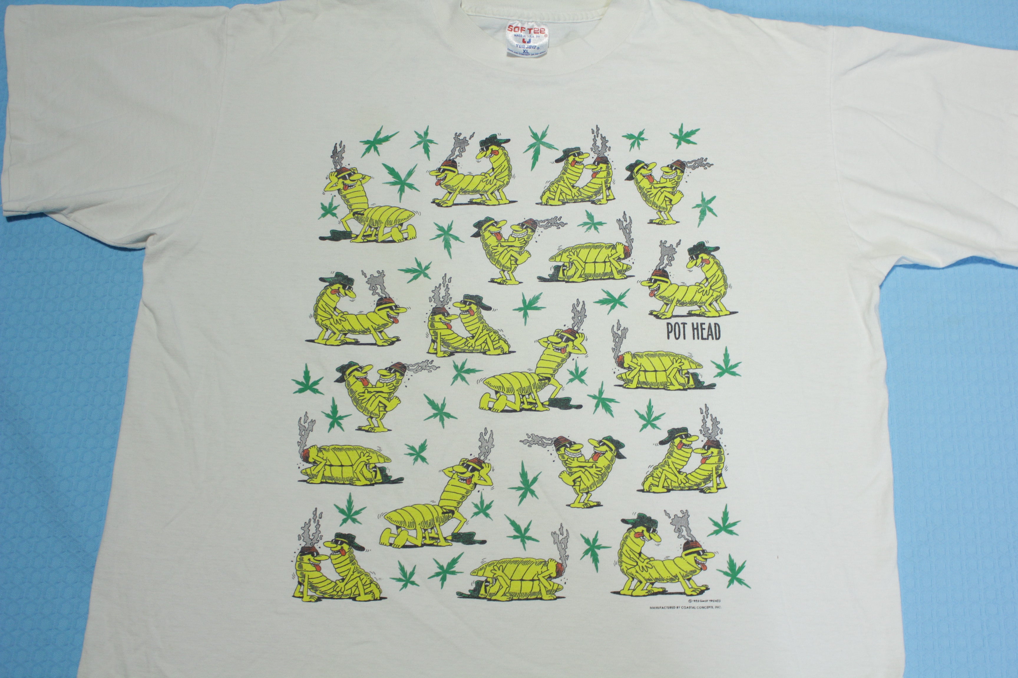 Pot Head Vintage 90's Sex Positions Lewd Funny Weed Marijuana Single Stitch T-Shirt