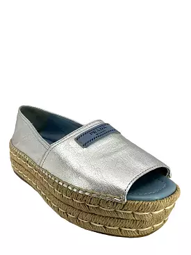 PRADA Metallic Double-Sole Espadrille Sandals Size 8