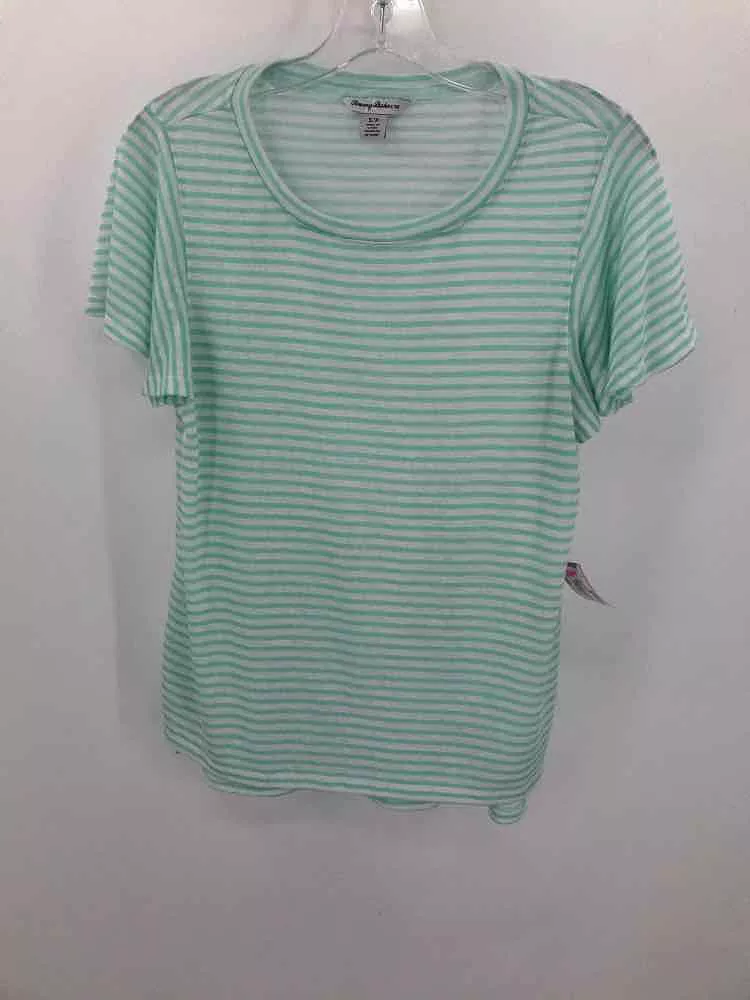 Pre-Owned Tommy Bahama White Size Small Stripe T-shirt