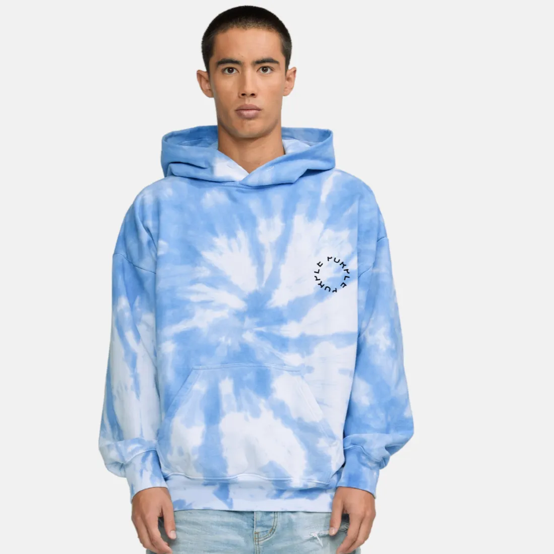 Purple Brand Placid Blue Oversized Tie Dye Hoodie