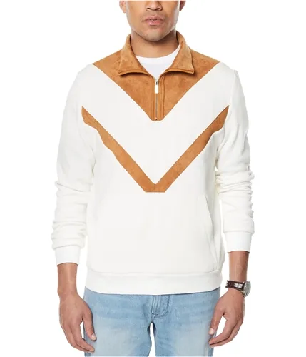 Sean John Mens Faux Suede Insert Pullover Sweater