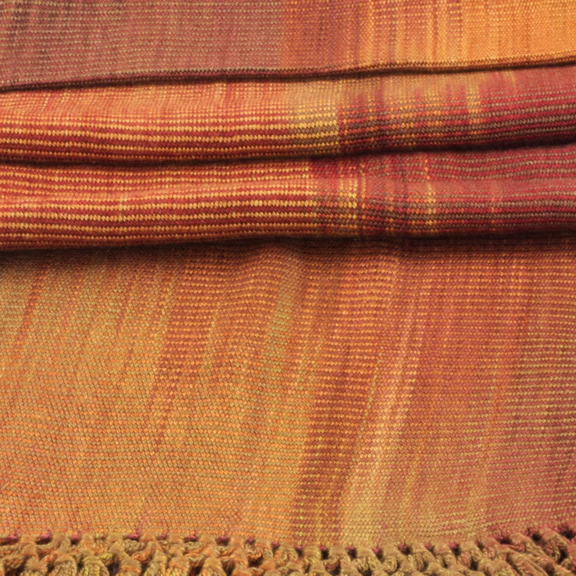 Solola Dawn Orange Brown Maroon Hand Woven Rayon Chenille Scarf