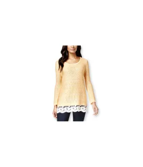 Style & Co. Womens Lace-Hem Marled Pullover Sweater, TW2