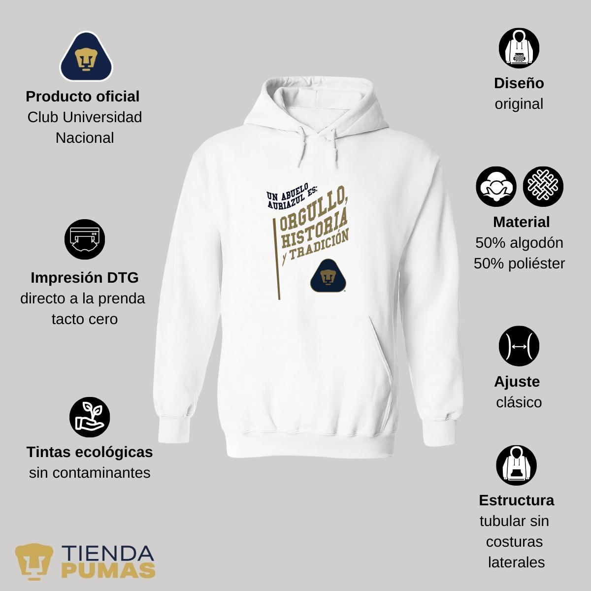 Sudadera Hombre Hoodie  Pumas UNAM Abuelo Auriazul