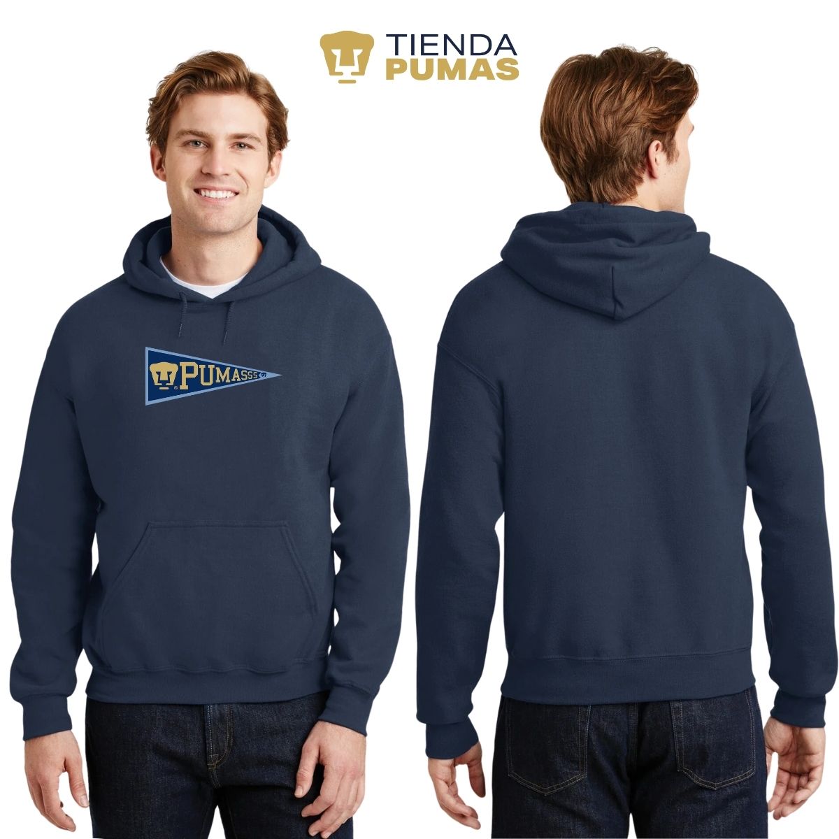 Sudadera Hombre Hoodie Pumas UNAM Banderín