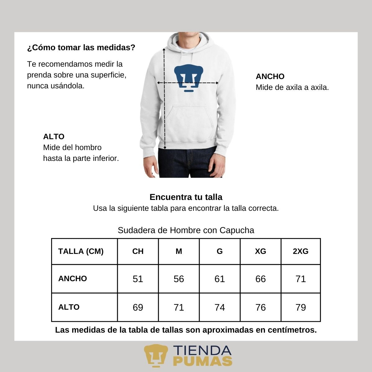 Sudadera Hombre Hoodie Pumas UNAM Logo Azul Vinil