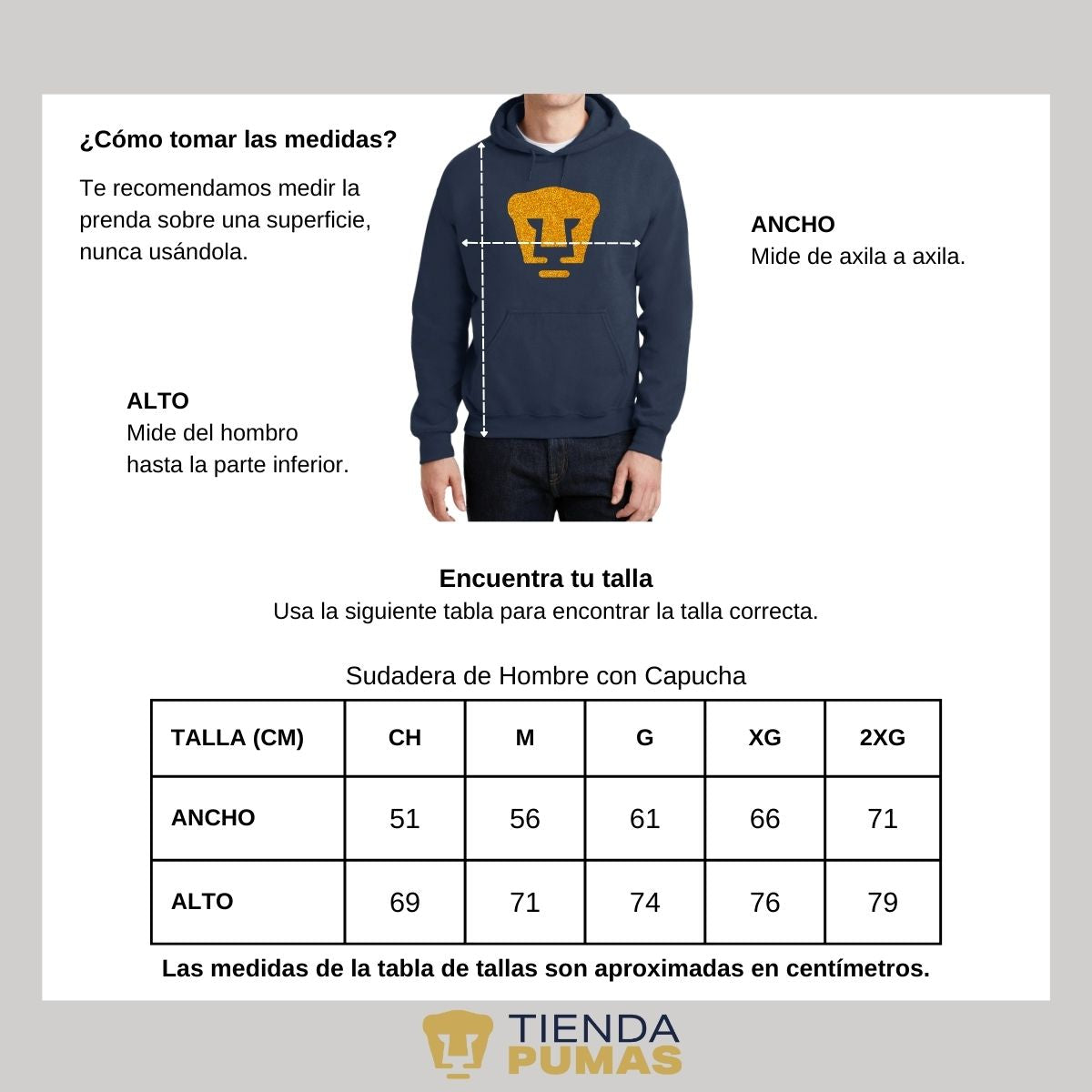 Sudadera Hombre Hoodie Pumas UNAM Logo Dorado Glitter