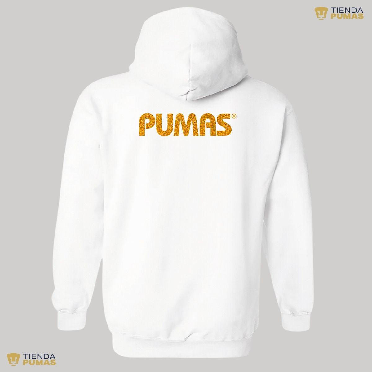 Sudadera Hombre Hoodie Pumas UNAM Logo Dorado Glitter