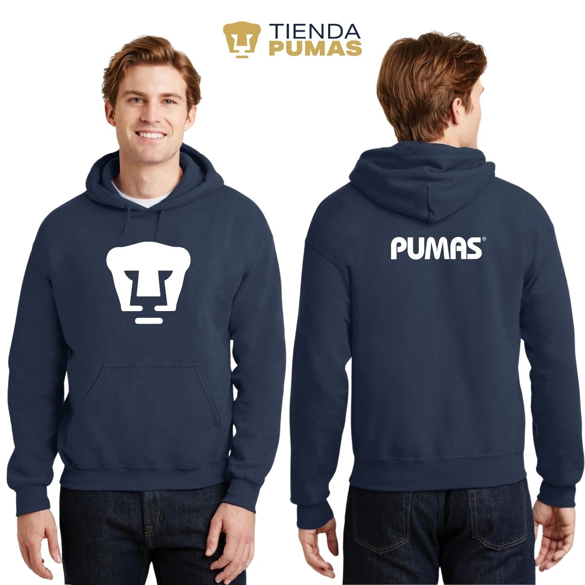 Sudadera Hombre Hoodie Pumas UNAM Logo Monocromatico Vinil