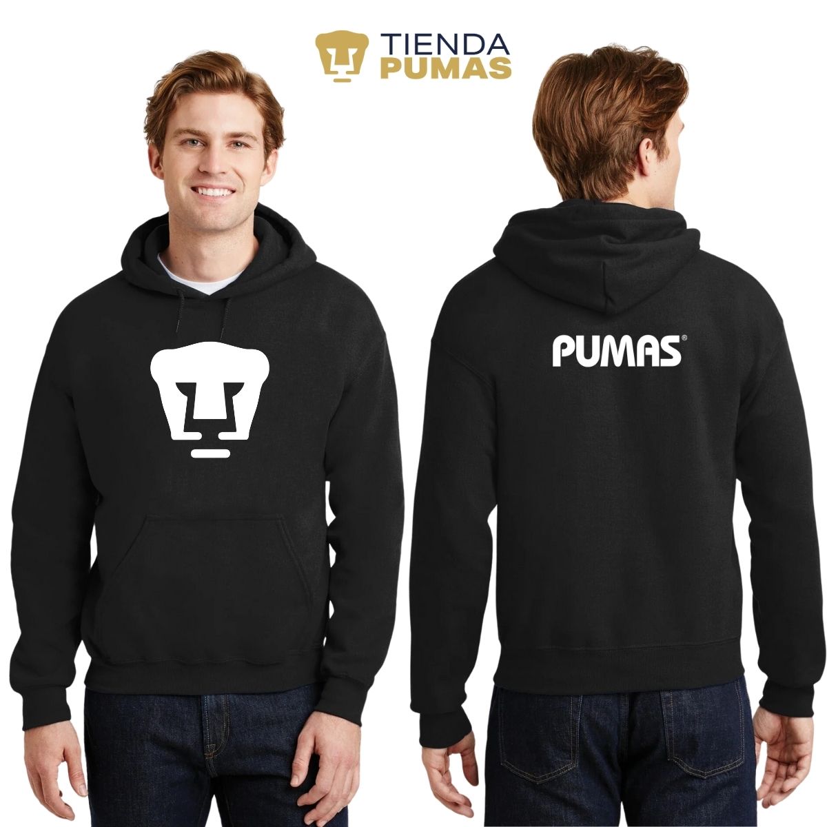 Sudadera Hombre Hoodie Pumas UNAM Logo Monocromatico Vinil