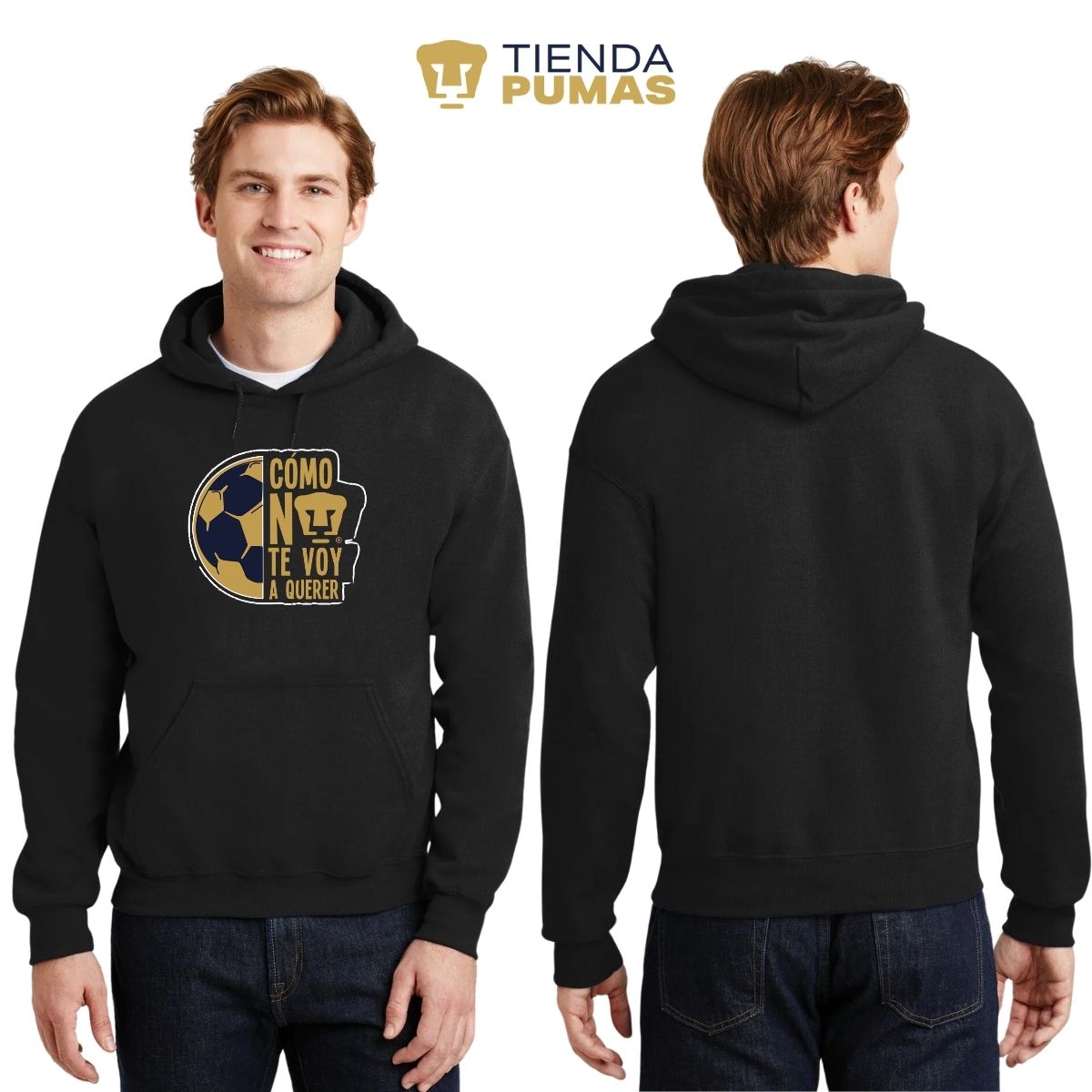 Sudadera Hombre Hoodie Pumas UNAM Medio Balón