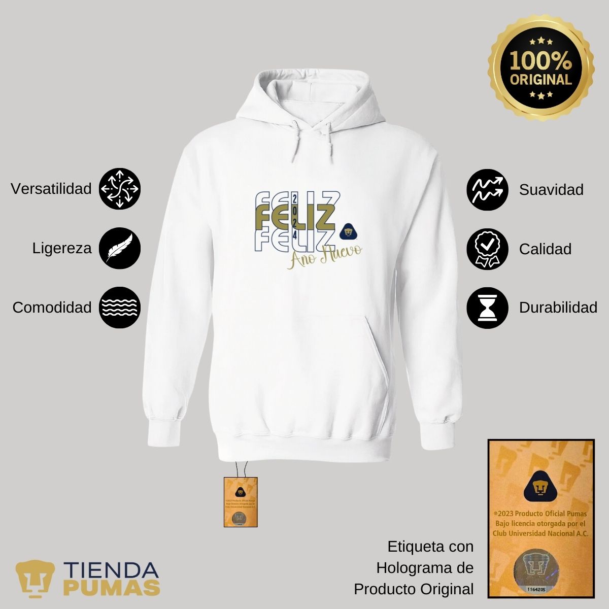 Sudadera Hombre Hoodie Pumas UNAM Nuevo Ao