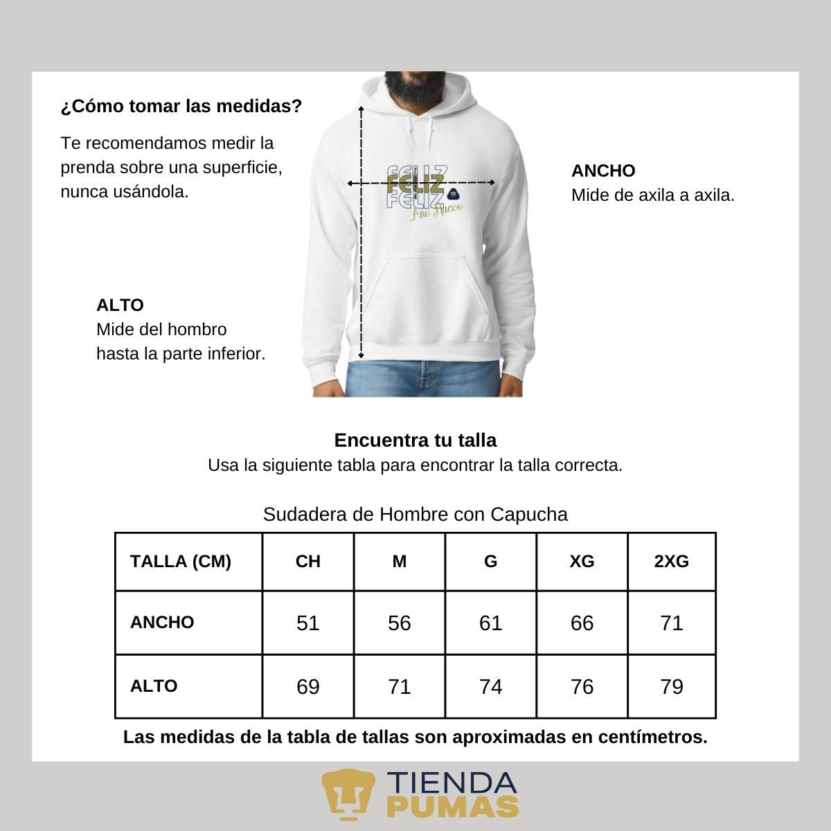 Sudadera Hombre Hoodie Pumas UNAM Nuevo Ao