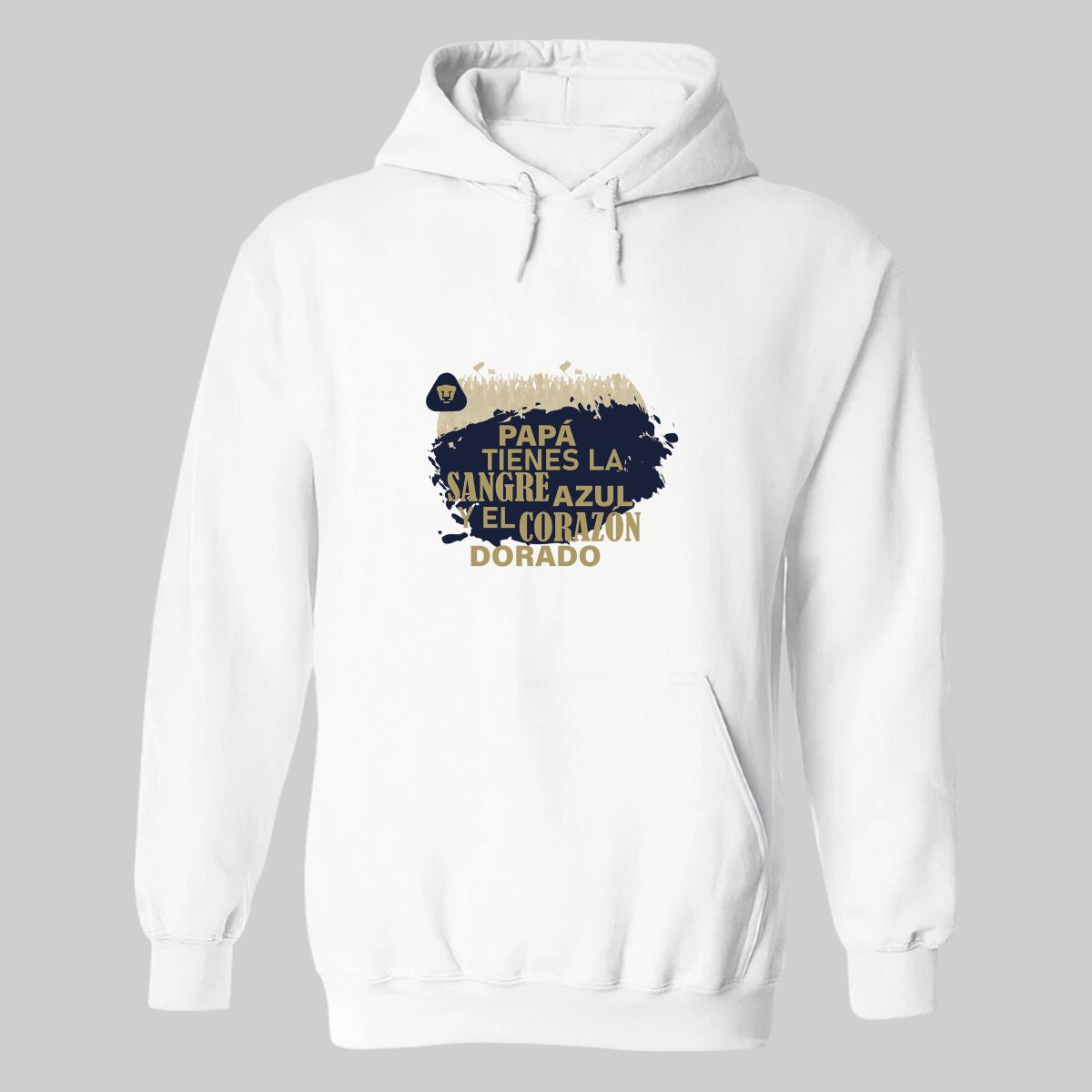 Sudadera Hombre Hoodie  Pumas UNAM Papá sangre azul